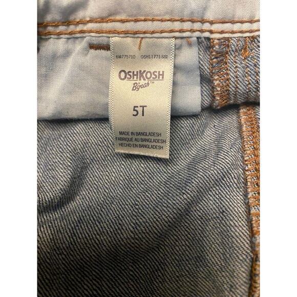 Oshkosh B'gosh Vestbak Overalls Denim Blue Heart SZ 5T ROLLED RED PLAID CUFF - Picture 11 of 12